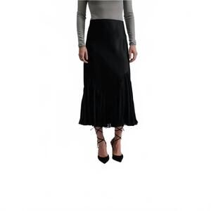NEW MALINA women's penelope frill detailed midi skirt in black